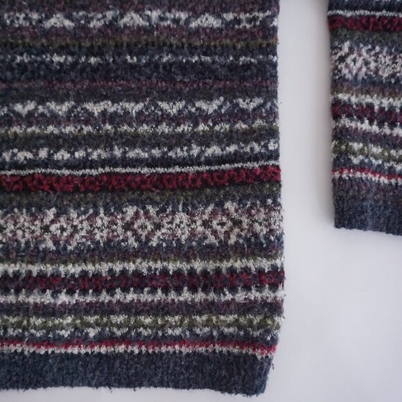 Vintage Arizona Jean Company Fair Isle Knit Sweater Gray Red Cozy Cabincore L - Picture 5 of 9